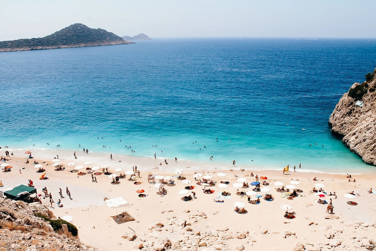 Antalya, Turkey. Kaputas Beach, a popular tourist destination for swimming, sunbathing, and snorkeling.