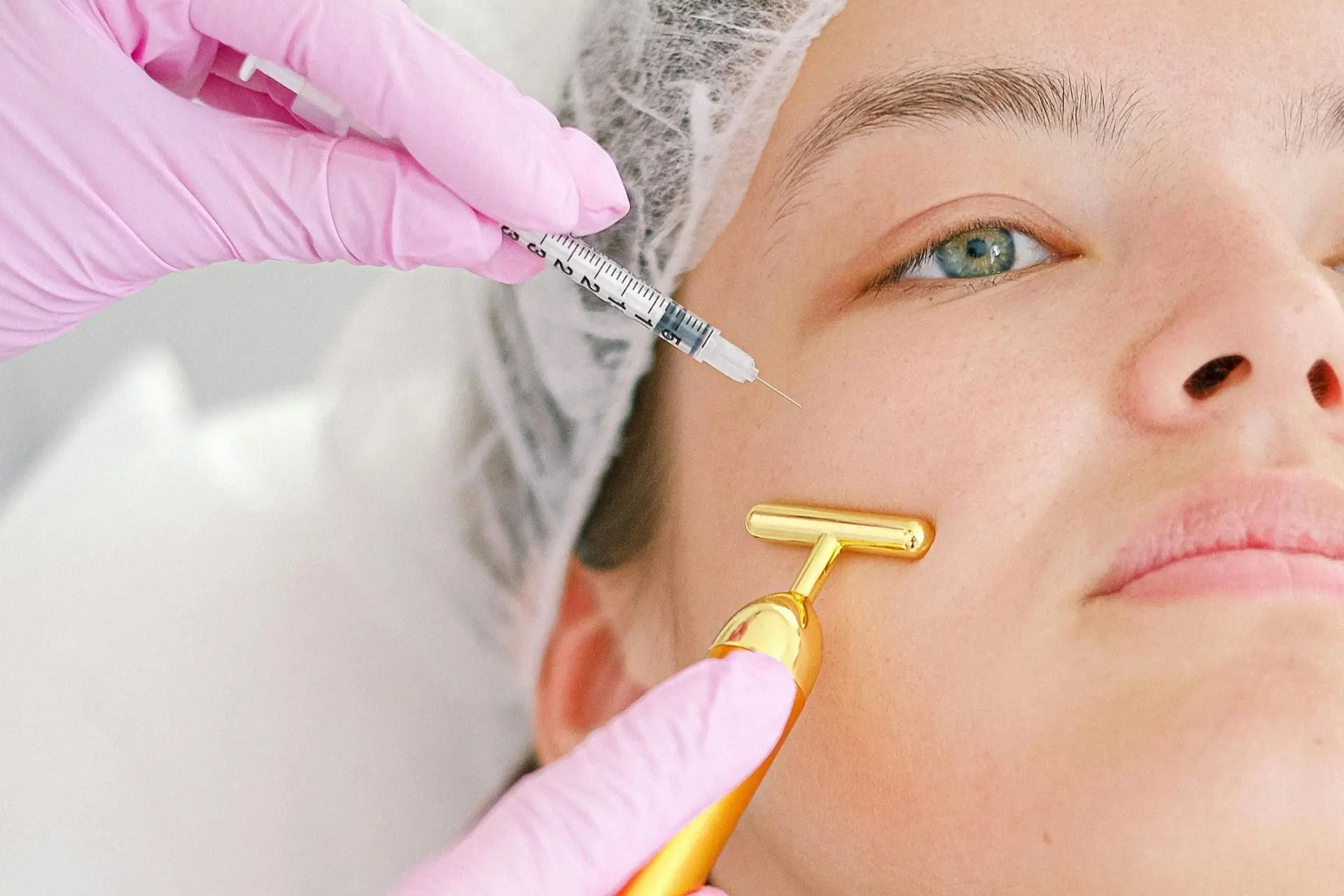 Woman getting a facial plastic surgery treatment